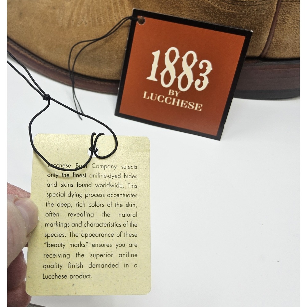 Lucchese Brown Suede Lace-Up Western Boots - Picture 8 of 14